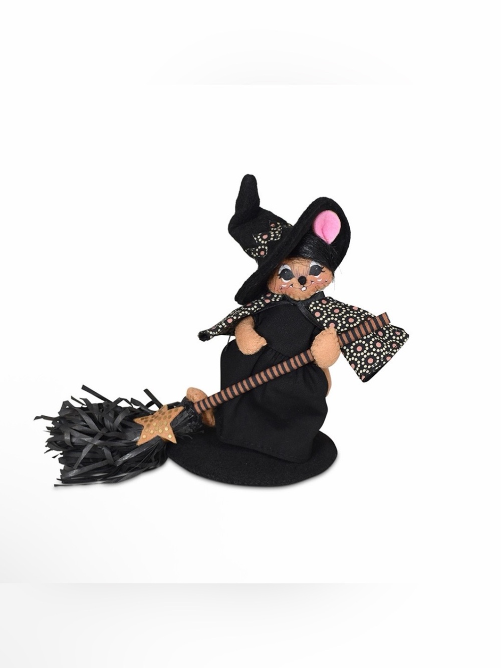 Annalee Black Witch Cat Plush with Tan & Pink Accents - Picture 2 of 6